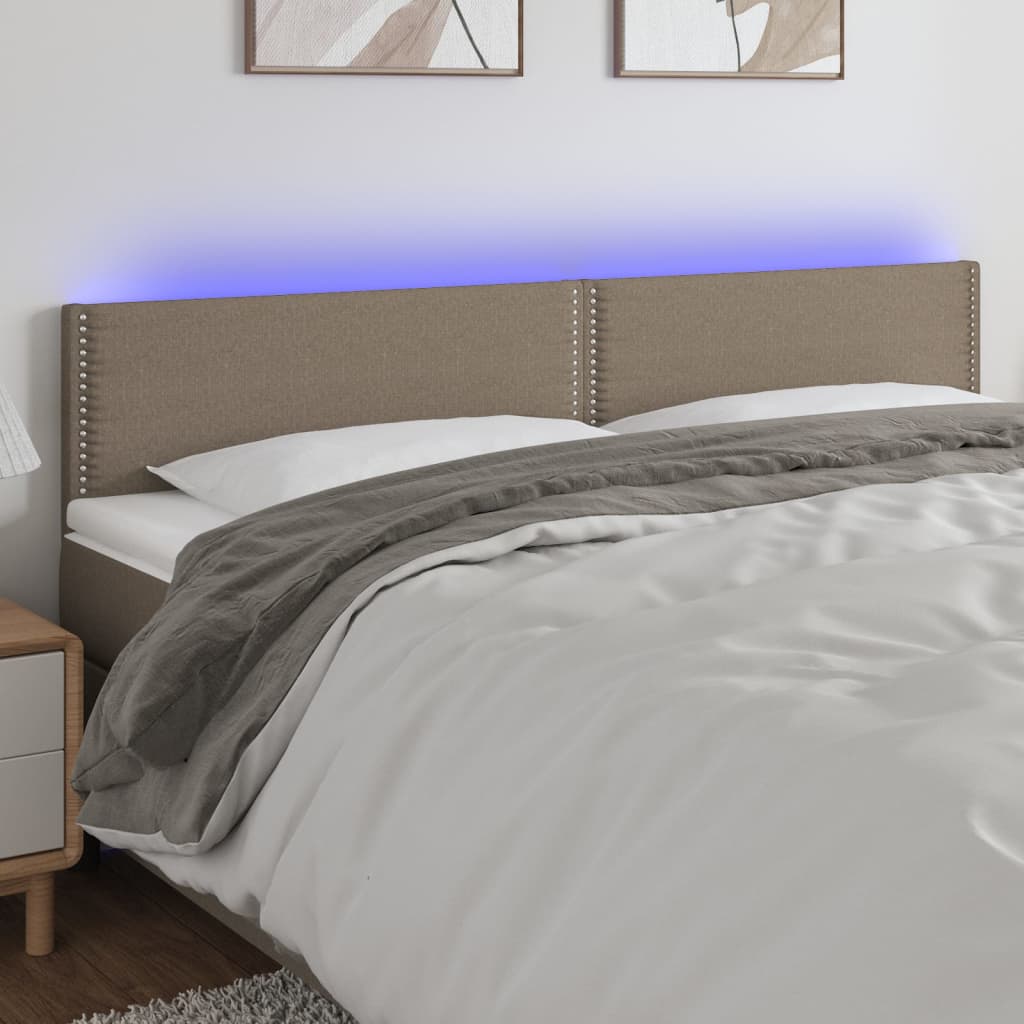 vidaXL Čelo postele s LED sivohnedé 180x5x78/88 cm látka 