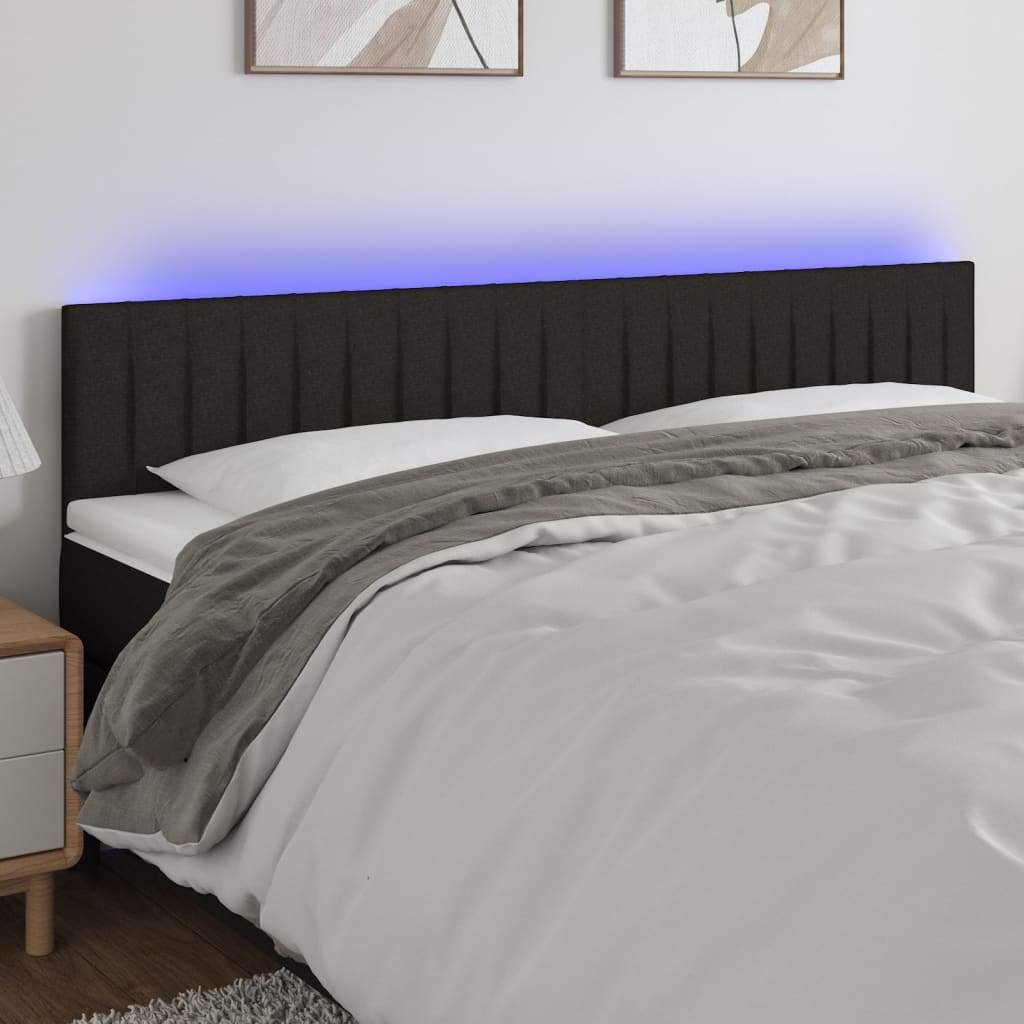 vidaXL Čelo postele s LED čierne 160x5x78/88 cm látka