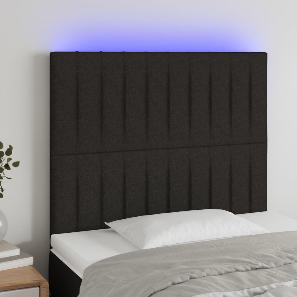 vidaXL Čelo postele s LED čierne 80x5x118/128 cm látka