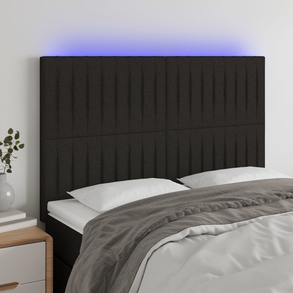 vidaXL Čelo postele s LED čierne 144x5x118/128 cm umelá koža