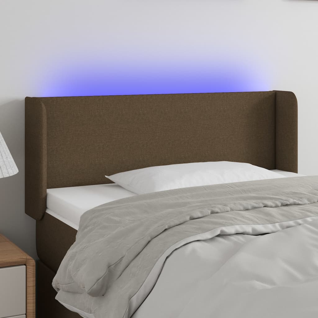 vidaXL Čelo postele s LED tmavohendé 103x16x78/88 cm látka