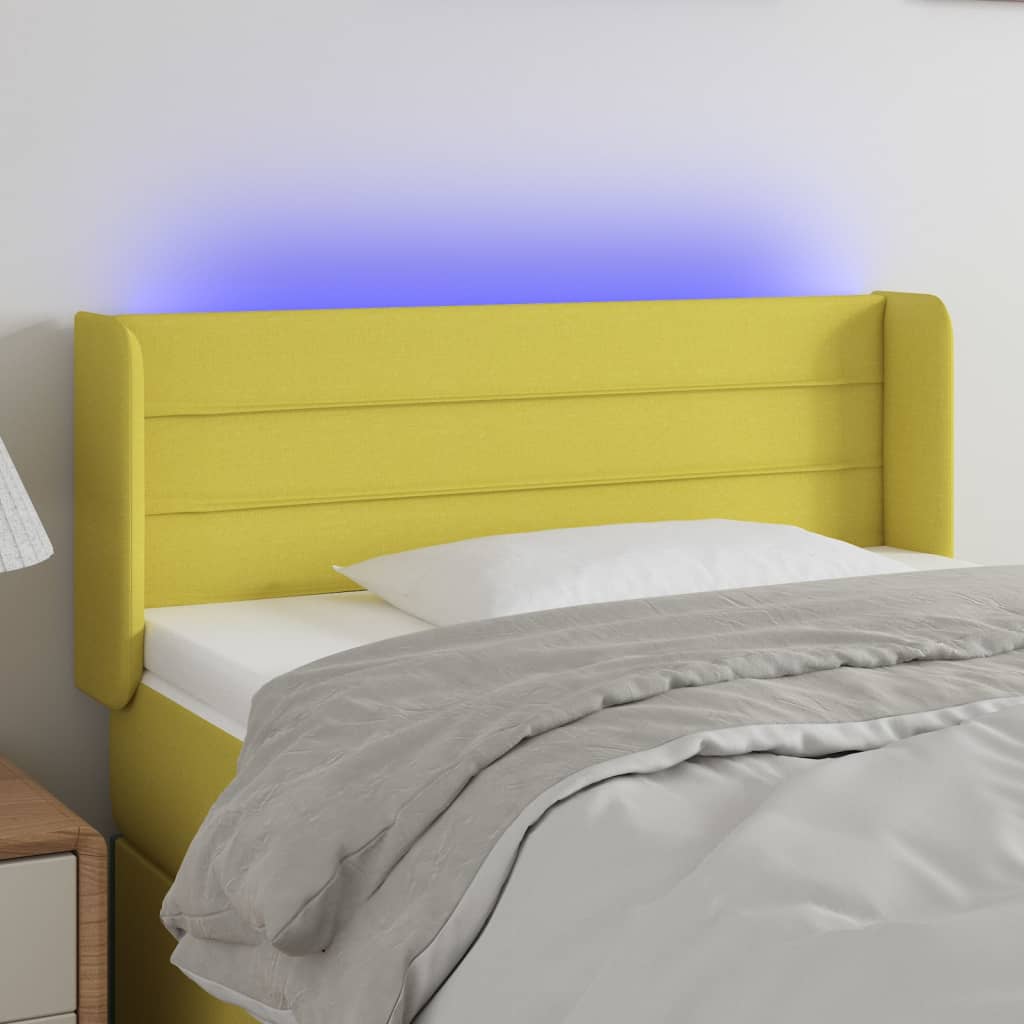 vidaXL Čelo postele s LED zelené 83x16x78/88 cm látka