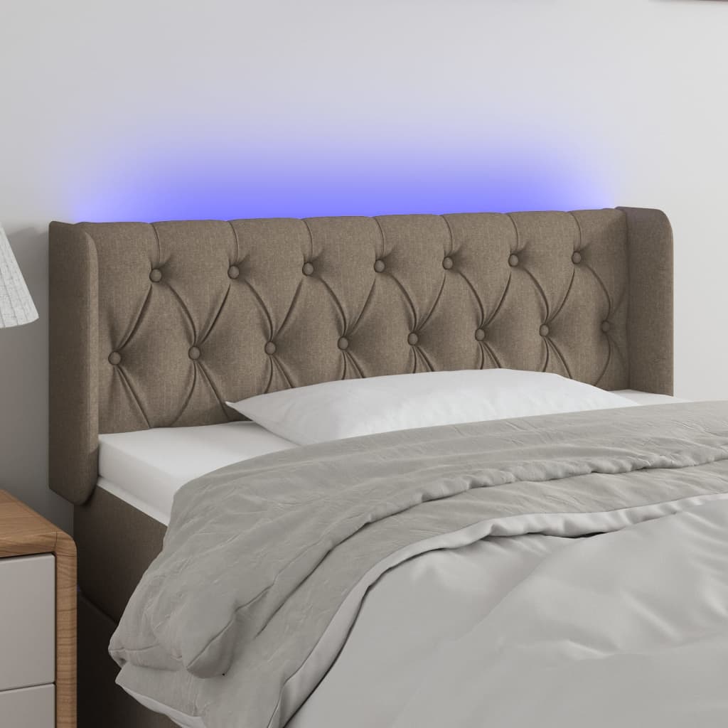 vidaXL Čelo postele s LED sivohnedé 93x16x78/88 cm látka