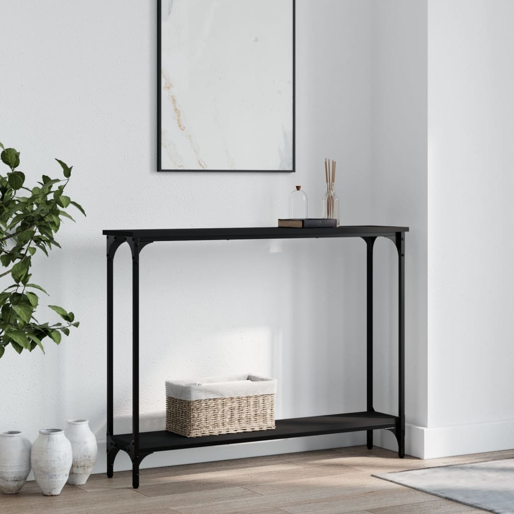 vidaXL Konzolový stolík čierny 100x22,5x75 cm kompozitné drevo