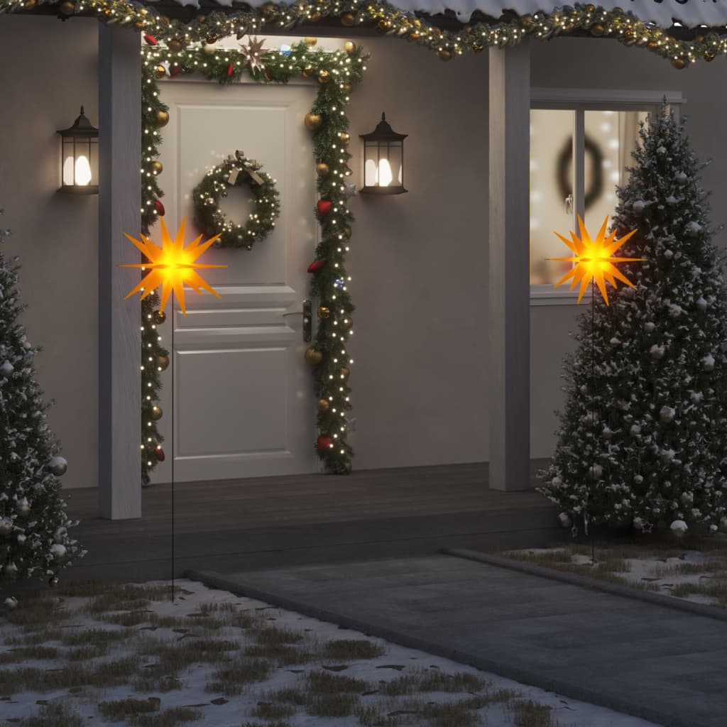 vidaXL Vianočné svetlo so zemným hrotom LED skladacie žlté 57 cm