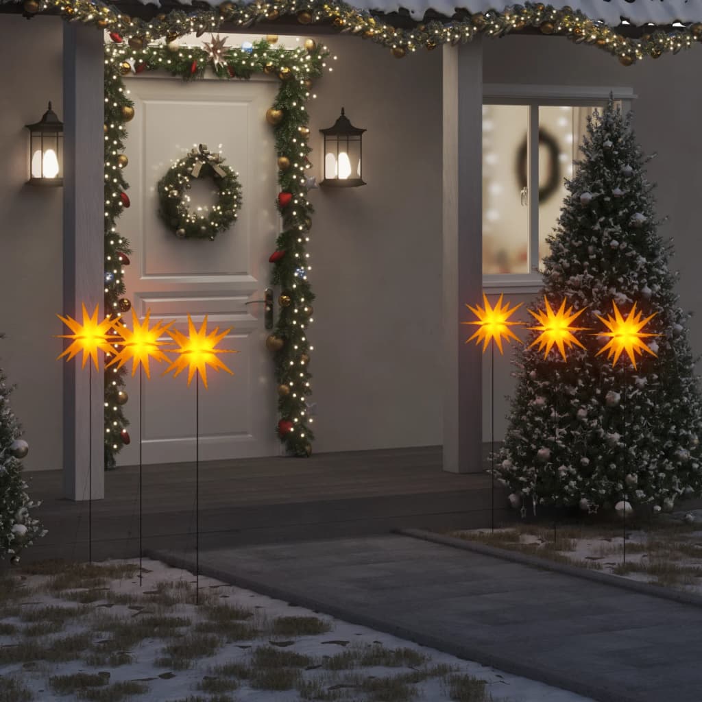 vidaXL Vianočné svetlá s hrotmi 3 ks LED skladacie žlté 35 cm