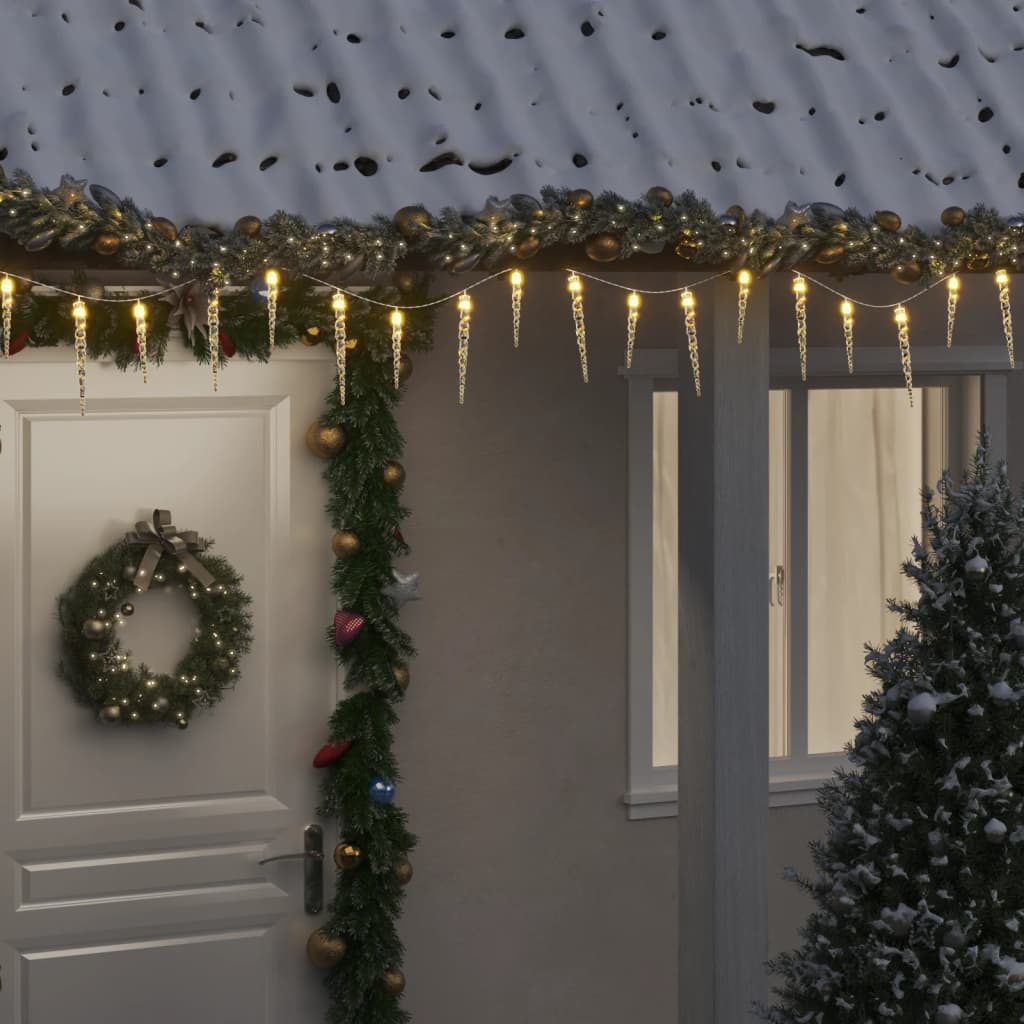 vidaXL Vianočné svietiace cencúle 100 LED teplé biele 10 m akryl. PVC