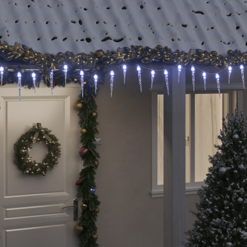 vidaXL Vianočné svietiace cencúle 200 LED studené biele 20m akryl. PVC
