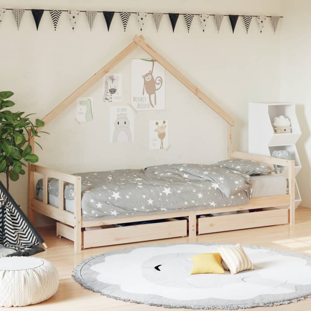 vidaXL Rám detskej postele so zásuvkami 90x200 cm masívna borovica
