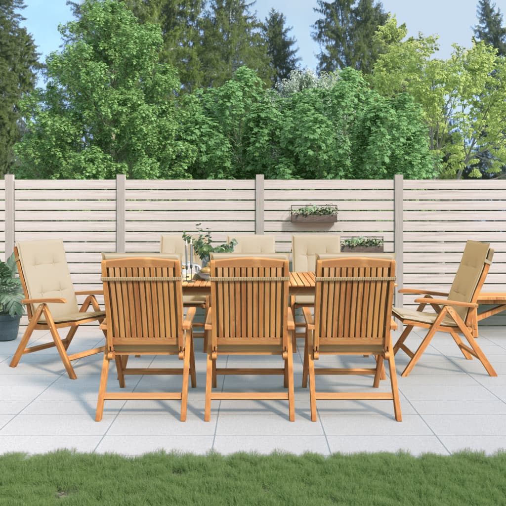 vidaXL Sklápacie záhradné stoličky s vankúšmi 8 ks tíkový masív