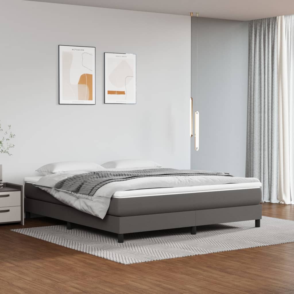 vidaXL Boxspring posteľ s matracom sivá 180x200 cm umelá koža