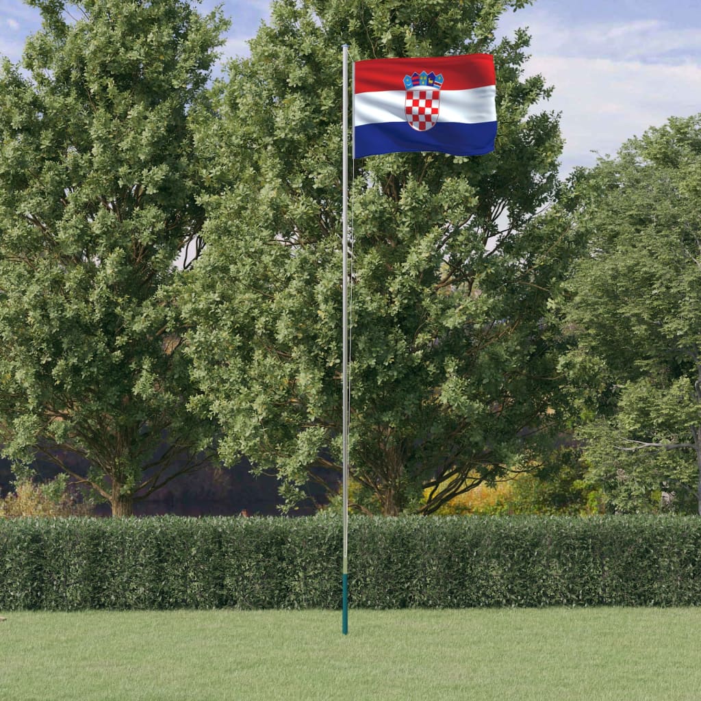vidaXL Vlajka Chorvátska a tyč 6,23 m hliník