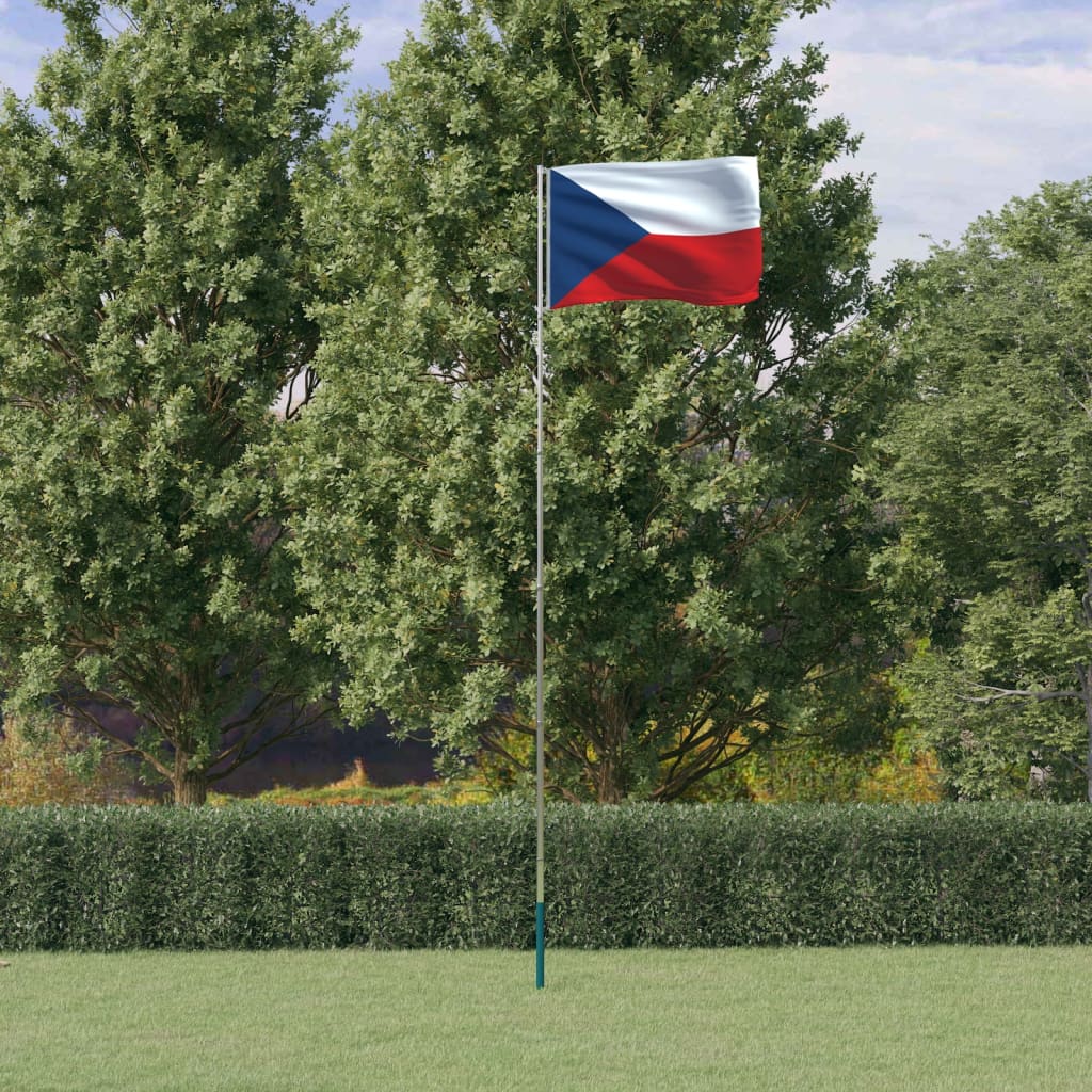 vidaXL česká vlajka a tyč 5,55 m hliník