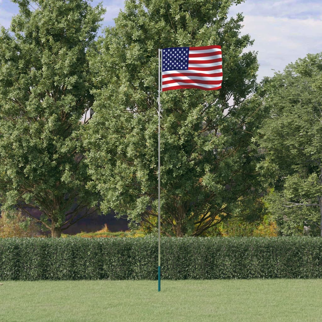 vidaXL Vlajka USA a tyč 5,55 m hliník