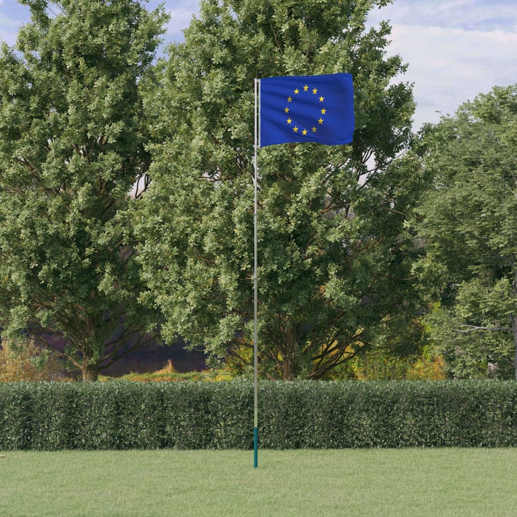 vidaXL Európska vlajka a tyč 5,55 m hliník