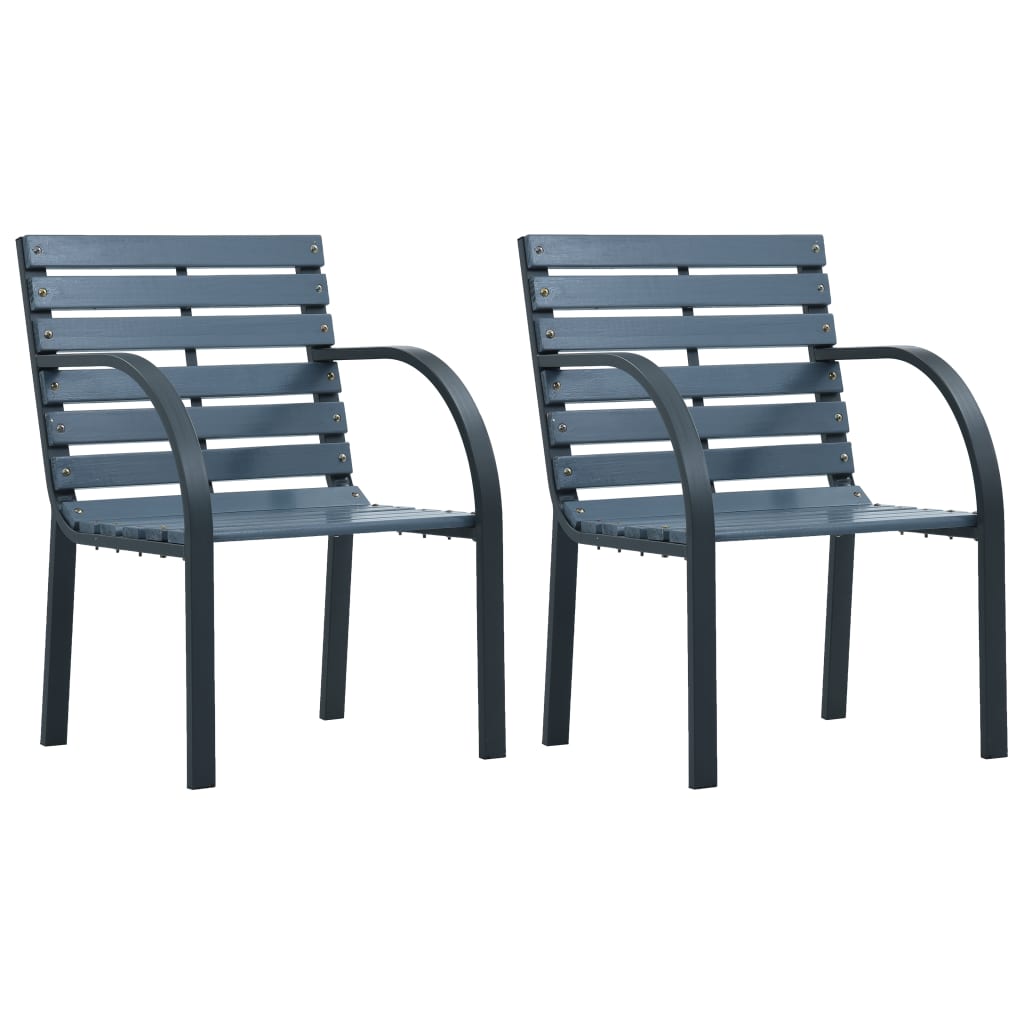 vidaXL Záhradné stoličky 2 ks sivé masívna jedľa a práškovaná oceľ