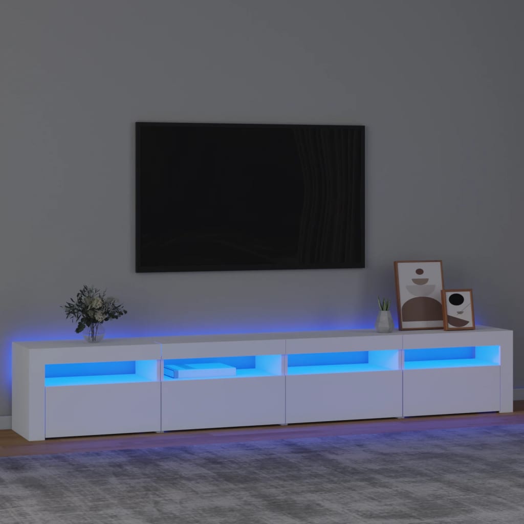 vidaXL TV skrinka s LED svetlami biela 240x35x40 cm