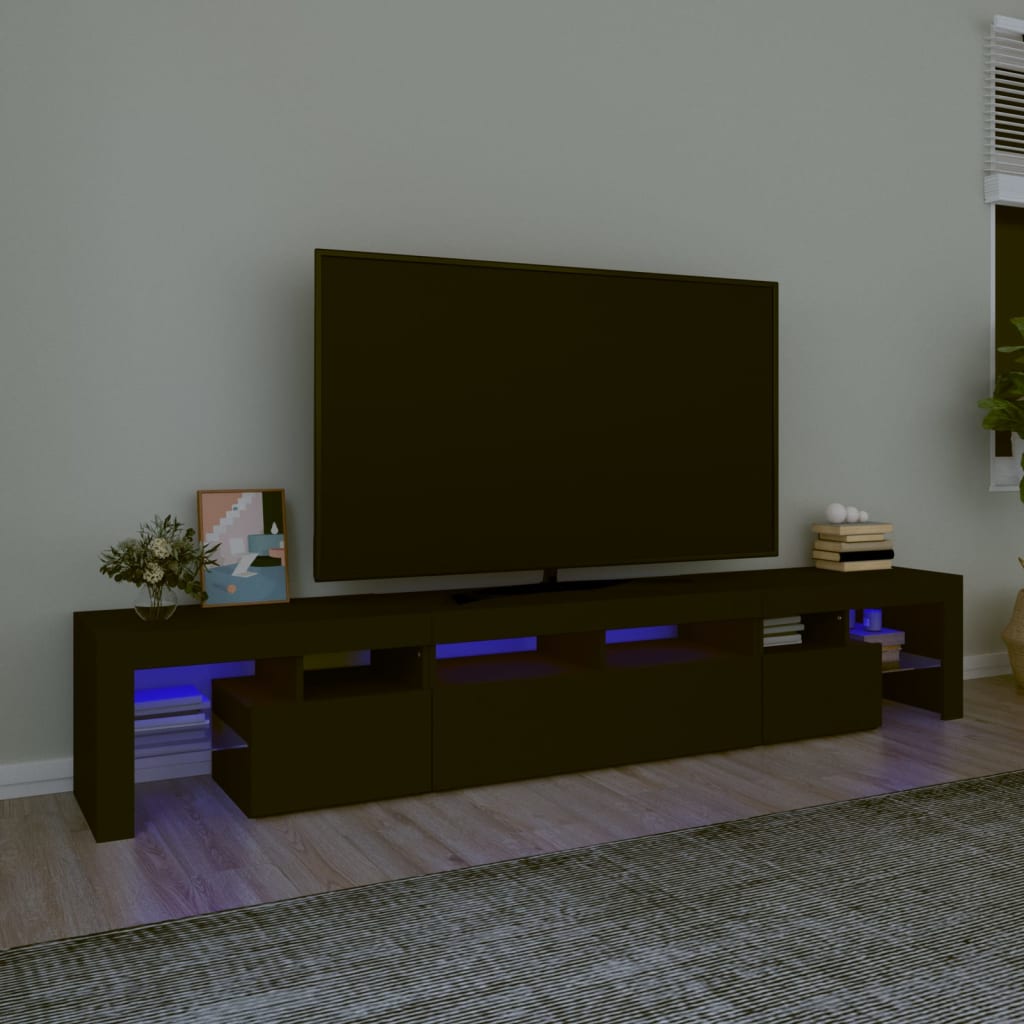 vidaXL TV skrinka s LED svetlami čierna 230x36,5x40 cm