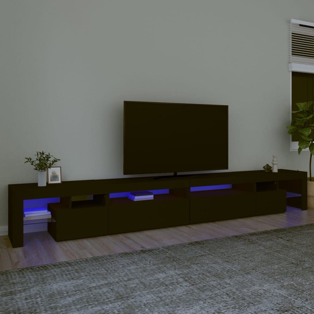 vidaXL TV skrinka s LED svetlami čierna 290x36,5x40 cm