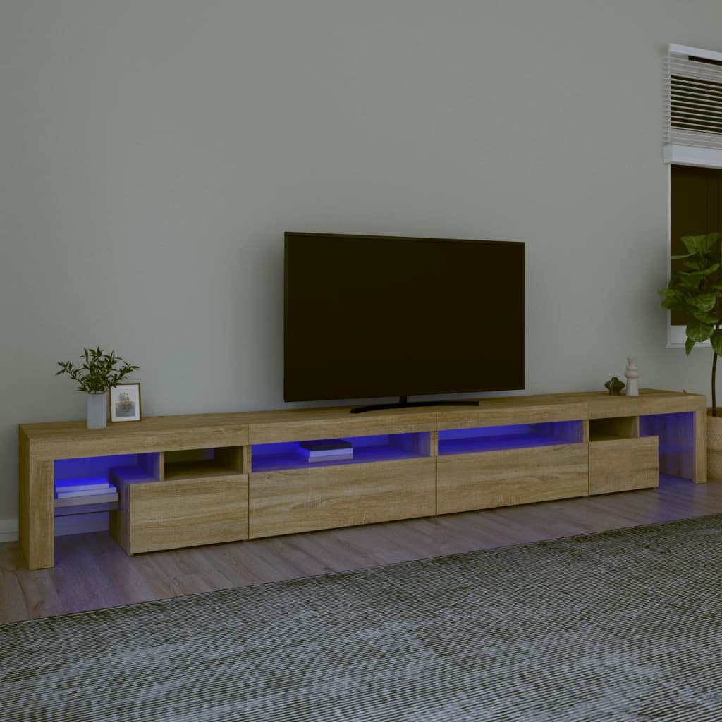 vidaXL TV skrinka s LED svetlami dub sonoma 290x36,5x40 cm
