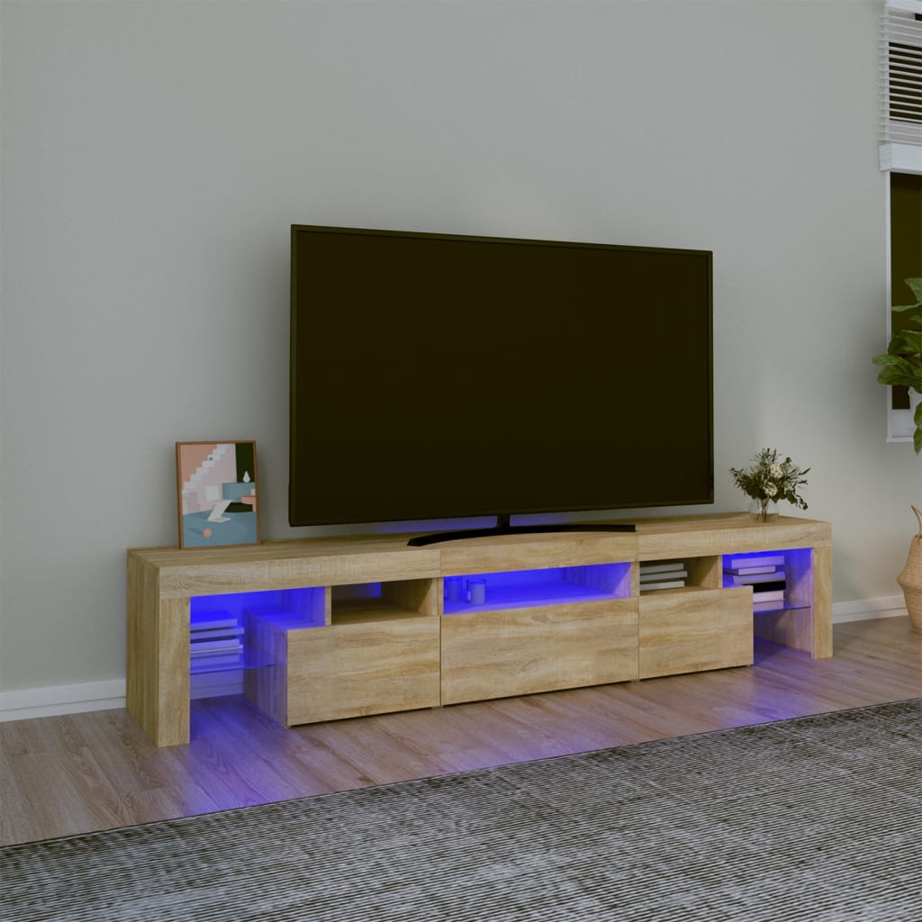 vidaXL TV skrinka s LED svetlami dub sonoma 200 x 36,5 x 40 cm