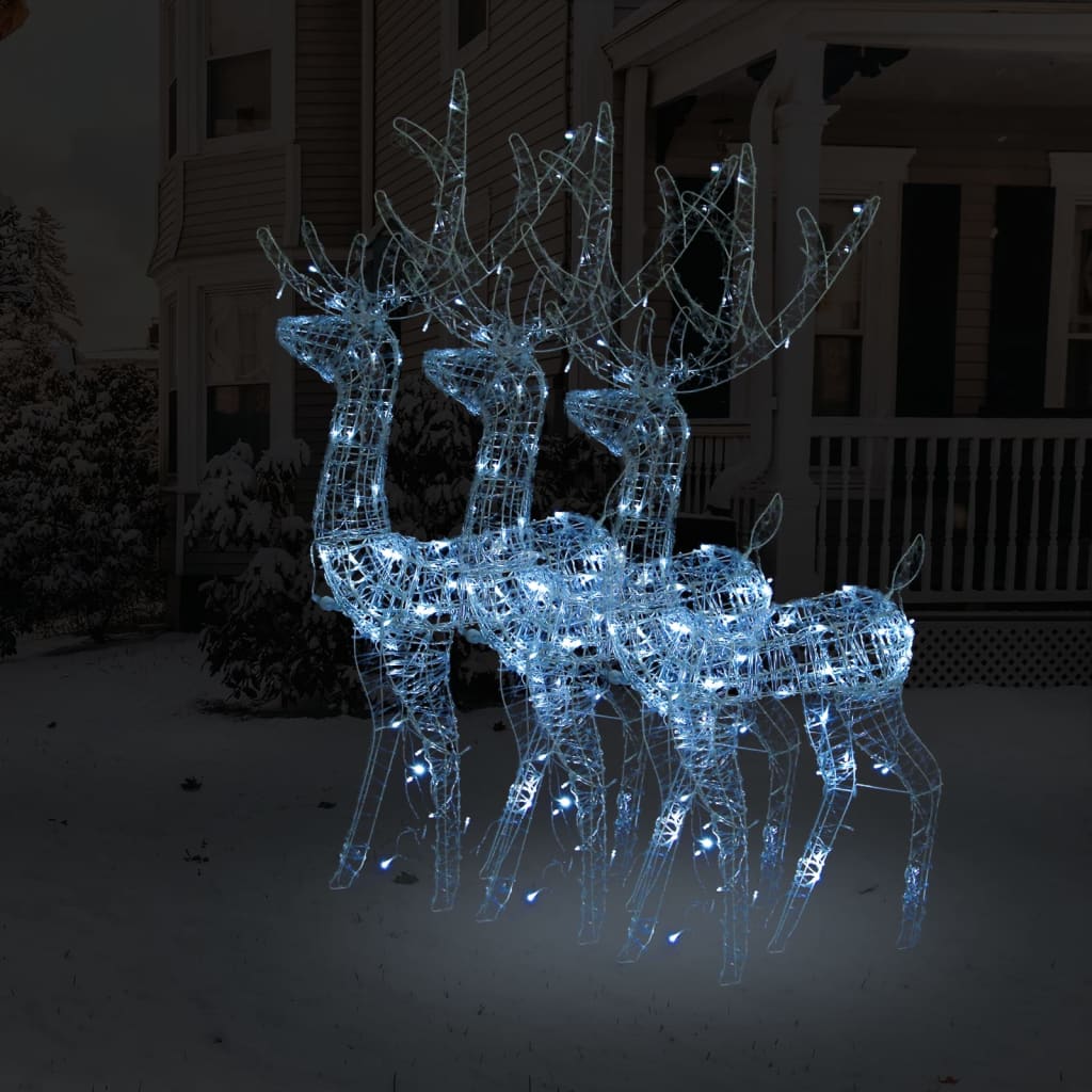 vidaXL Akrylový soby vianočné ozdoby 3 ks 120 cm studená biela