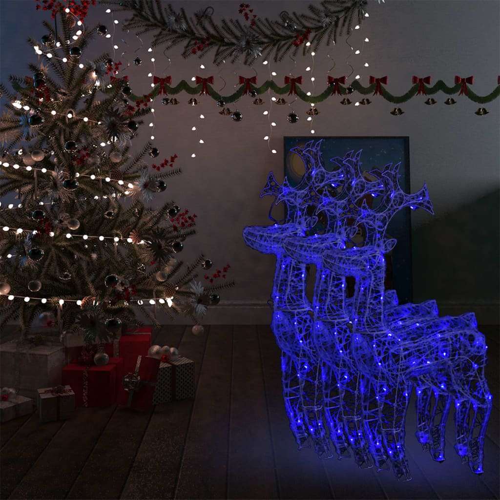 vidaXL Vianočné dekorácie so sobom 3 ks 60x16x100 cm akryl