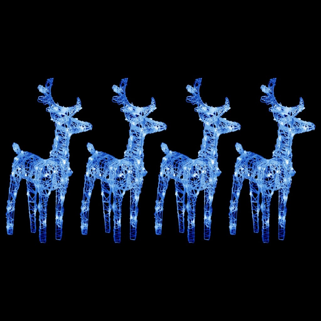 vidaXL Vianočné soby 4 ks modré 160 LED akrylové
