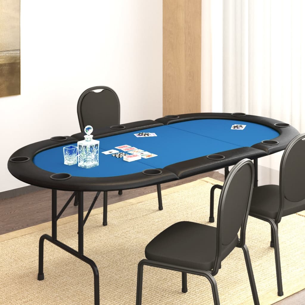 vidaXL Skladací pokrový stôl pre 10 hráčov modrý 206x106x75 cm