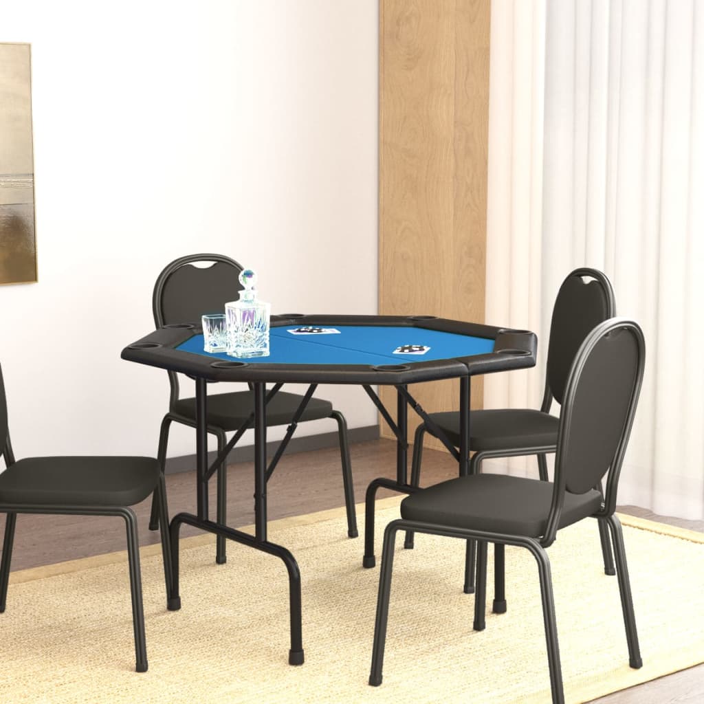 vidaXL Skladací pokrový stôl pre 8 hráčov modrý 108x108x75 cm