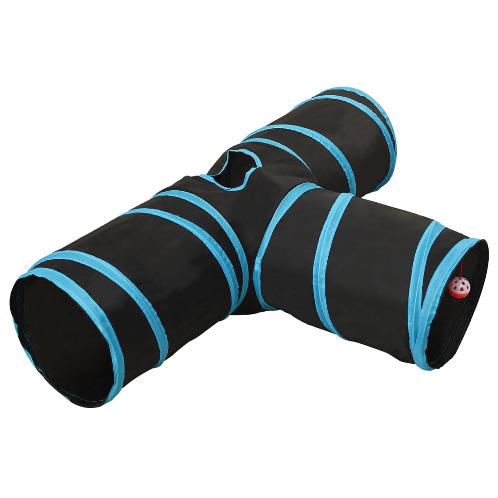 vidaXL Tunel pre mačky 3-cestný čierno-modrý 90 cm polyester