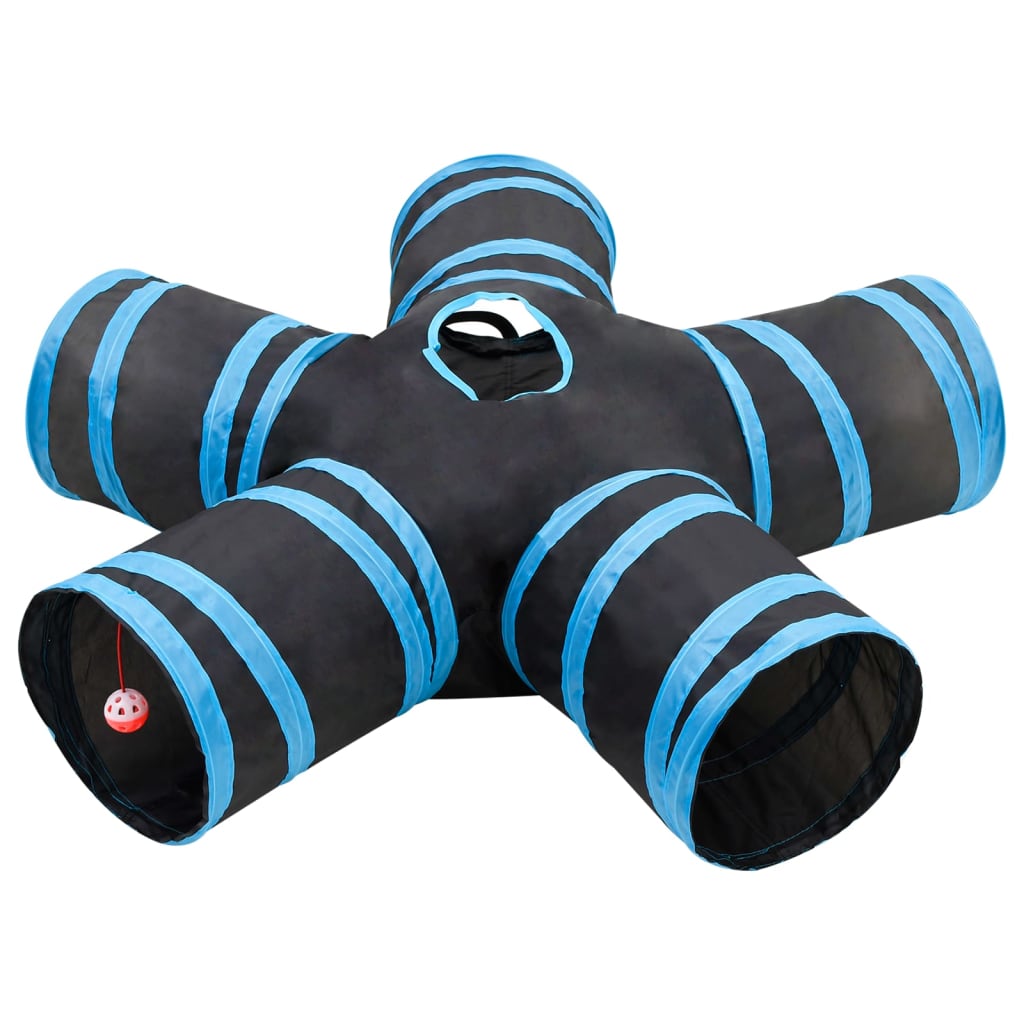 vidaXL Tunel pre mačky 5-cestný čierno-modrý 25 cm polyester