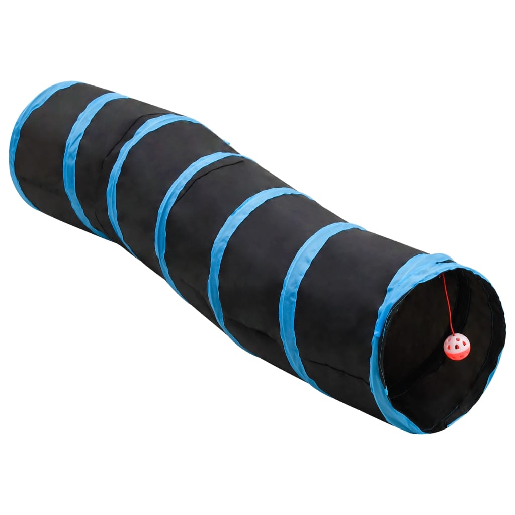 vidaXL Tunel pre mačky v tvare S čierno-modrý 122 cm Polyester