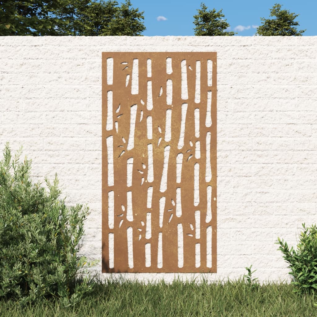 vidaXL Záhradná dekorácia 105x55 cm, cortenová oceľ, bambus