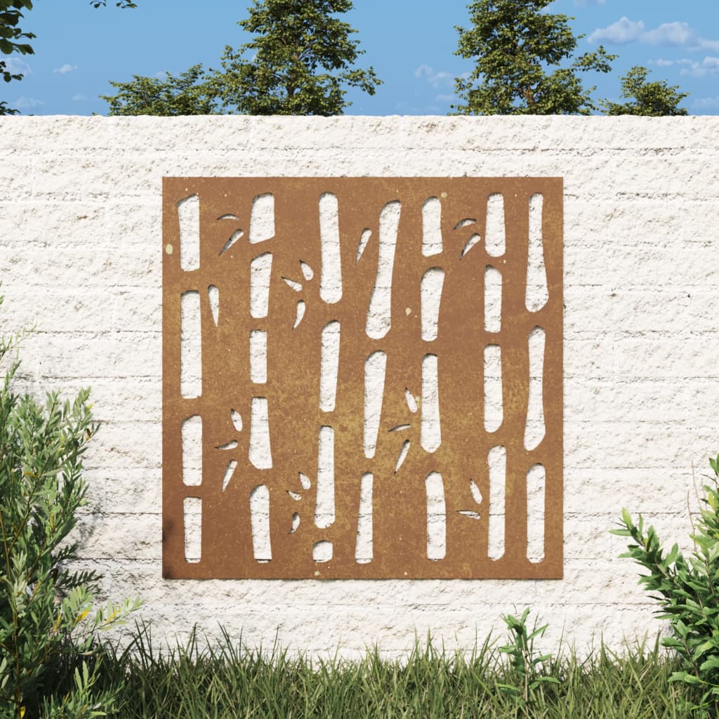 vidaXL Záhradná dekorácia 55x55cm kortenová oceľ dizajn bambusu