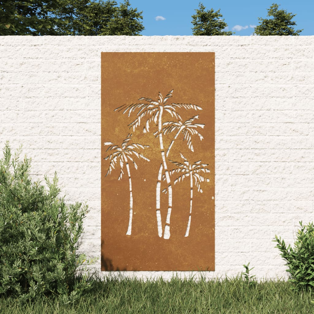 vidaXL Záhradná dekorácia 105x55 cm, cortenová oceľ, palmy