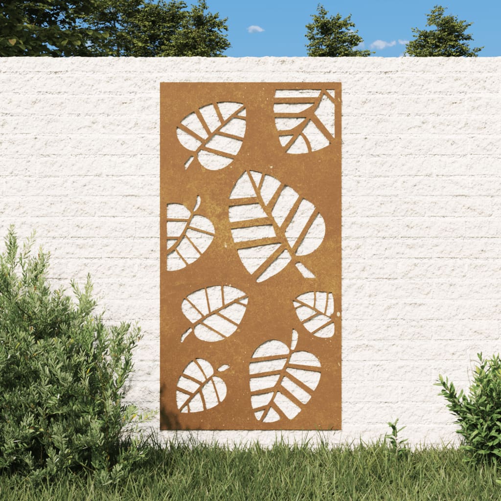 vidaXL Záhradná dekorácia 105x55 cm kortenová oceľ listový dizajn
