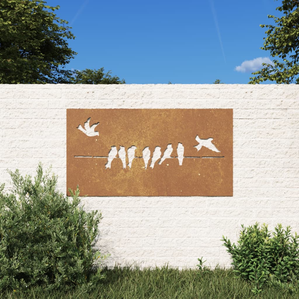 vidaXL Záhradná dekorácia 105x55 cm, cortenová oceľ, vtáky