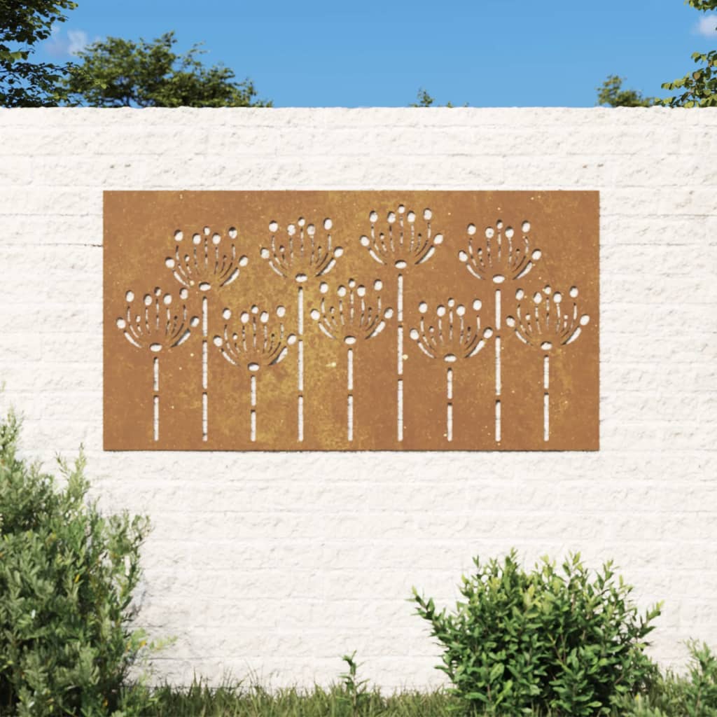 vidaXL Záhradná dekorácia 105x55cm kortenová oceľ dizajn kvetov