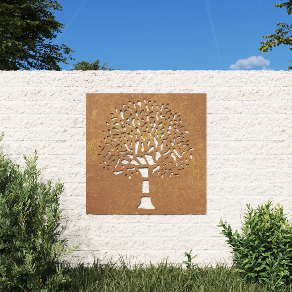 vidaXL Záhradná dekorácia 55x55 cm, cortenová oceľ, strom