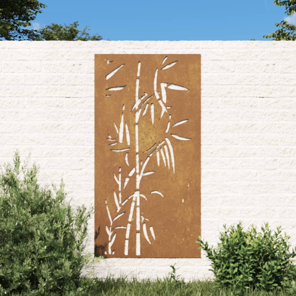 vidaXL Záhradná dekorácia 105x55 cm kortenová oceľ dizajn bambusu