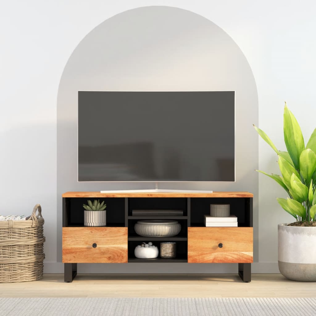 vidaXL TV skrinka 100x33x46 cm masívna akácia a kompozitné drevo