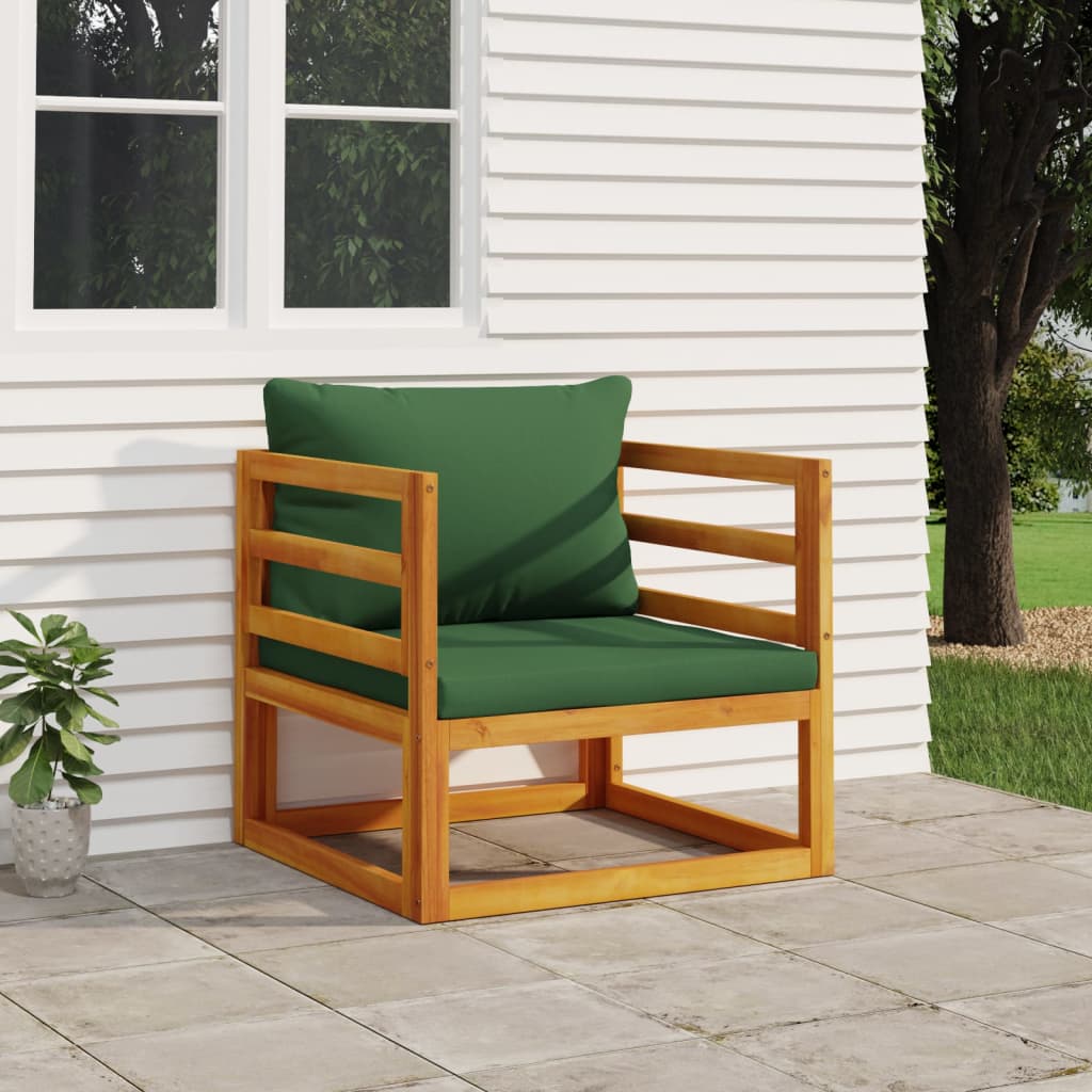 vidaXL Záhradná stolička a zelené vankúše masívna akácia