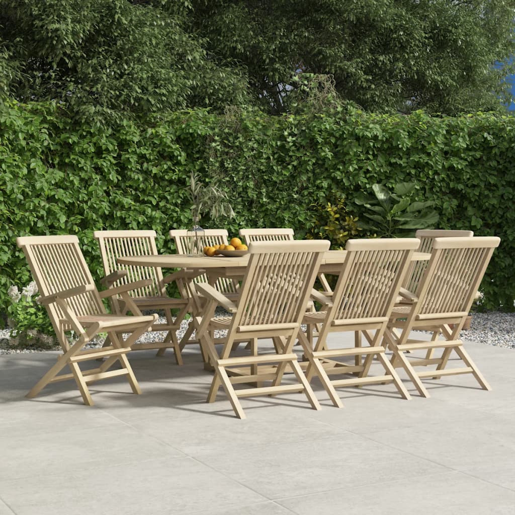 vidaXL Skladacie záhradné stoličky 8 ks sivé 56x61x89 cm tíkový masív