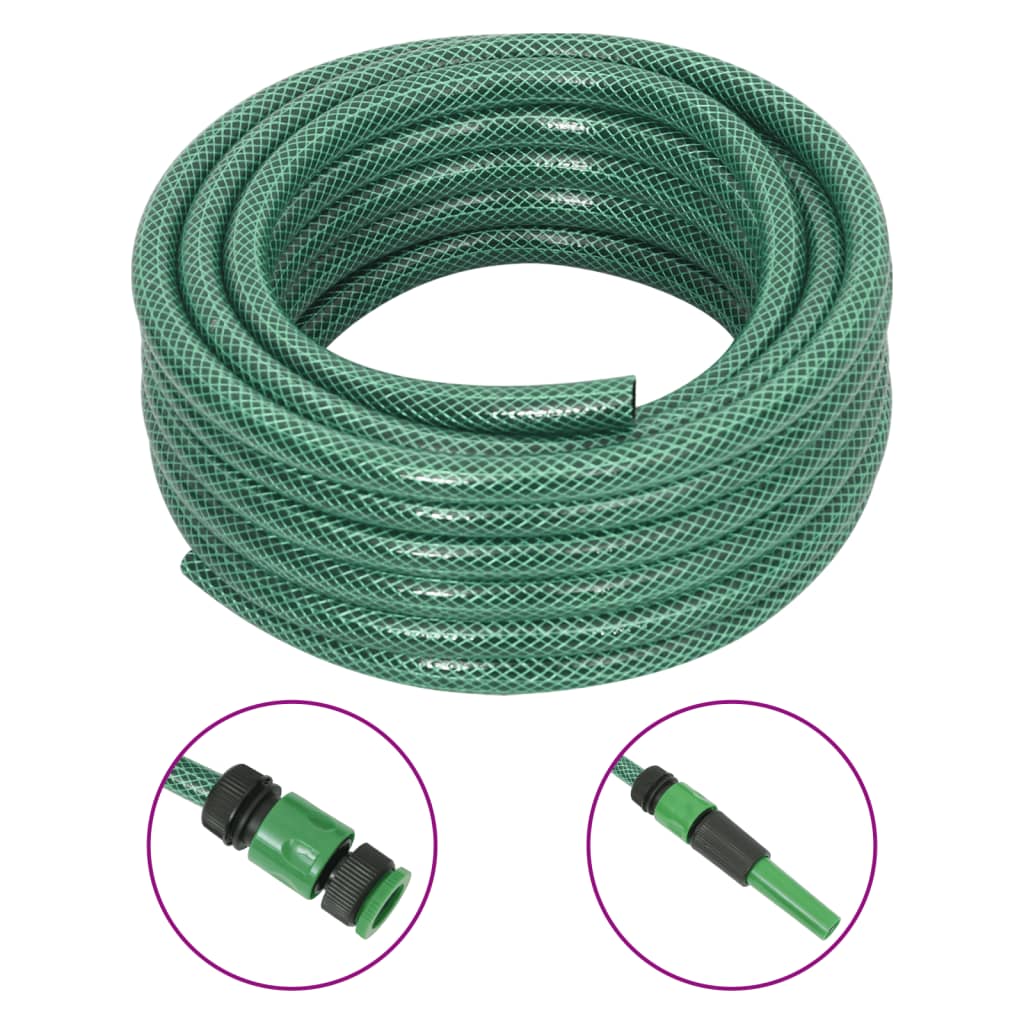 vidaXL Záhradná hadica so sadou armatúr, zelená 0,6" 20 m, PVC