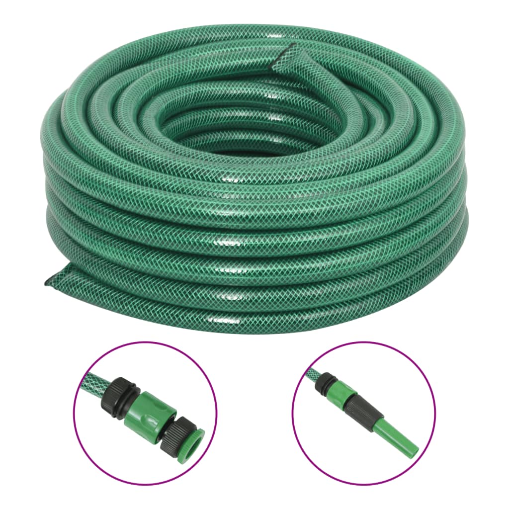 vidaXL Záhradná hadica so sadou armatúr, zelená 0,9" 50 m, PVC
