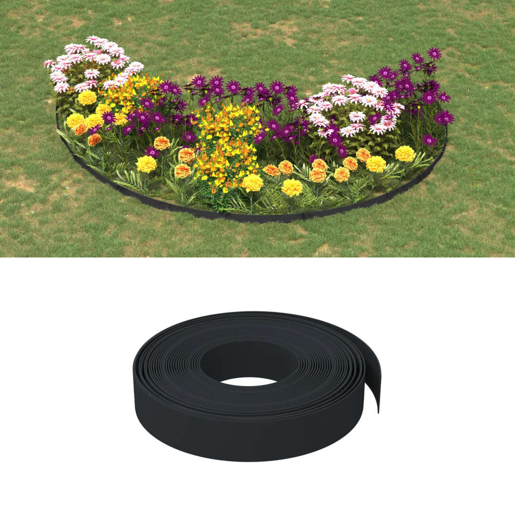 vidaXL Záhradné obruby 2 ks čierne 10 m 10 cm polyetylén