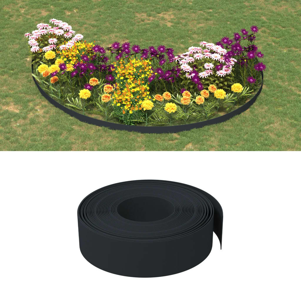 vidaXL Záhradné obruby 2 ks čierne 10 m 15 cm polyetylén