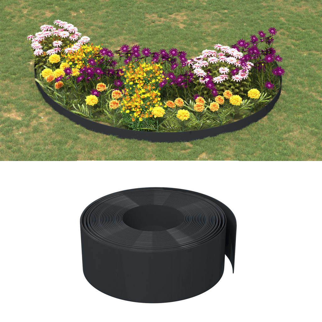 vidaXL Záhradné obruby 2 ks čierne 10 m 20 cm polyetylén