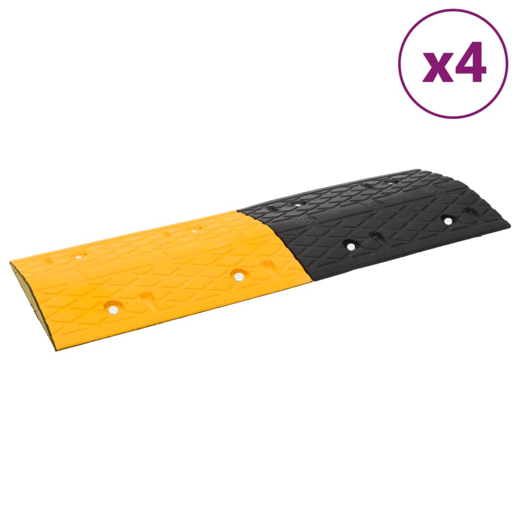 vidaXL Spomaľovače 4 ks žlto-čierne 97x32,5x4 cm guma